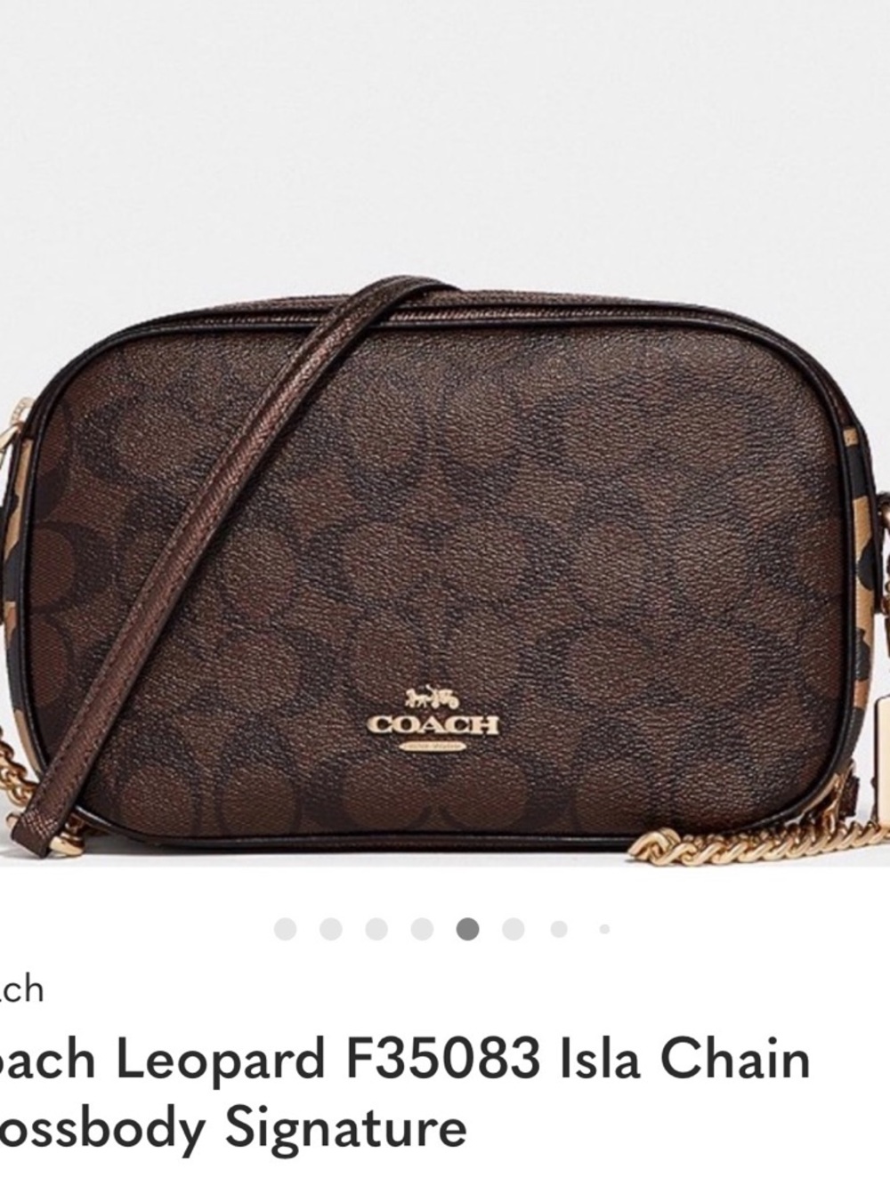 Coach Brown Signature Isla Chain Crossbody Bag with Gold Hardware